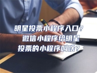 明星投票小程序入口？ 微信小程序給明星投票的小程序叫啥？