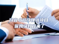 抖音小程序賺錢項目，保姆級教程來了