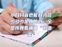 小白抖音也能月入多少多少是真的嗎，全是揮舞著鐮刀“割韭菜”